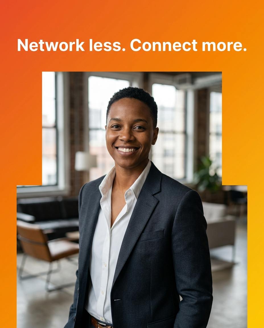 MAX-generated post image: Network less. Connect more.